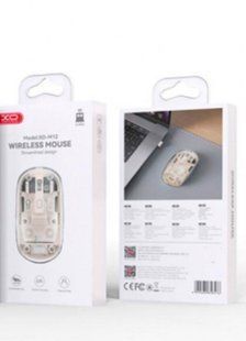 Миша бездротова XO M12 transparent, вбудований акумулятор (800-1600dpi, 2.4GHz/BT 5.0), white