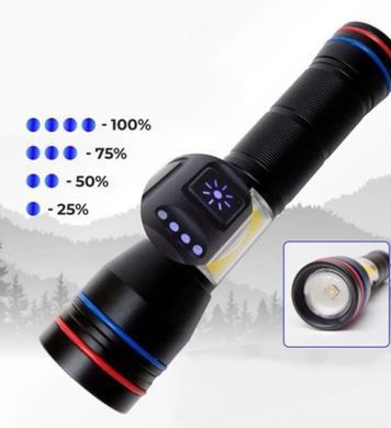 Ліхтар ручний PLD-231 white laser led PM10-TG+COB (white+red)1x18650Power Bank.магніт,zoom,ЗУ Type-C