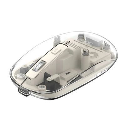 Миша бездротова XO M12 transparent, вбудований акумулятор (800-1600dpi, 2.4GHz/BT 5.0), white