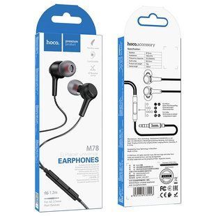Гарнітура з мікрофоном вакуумна HOCO M78 El Placer Universal, black