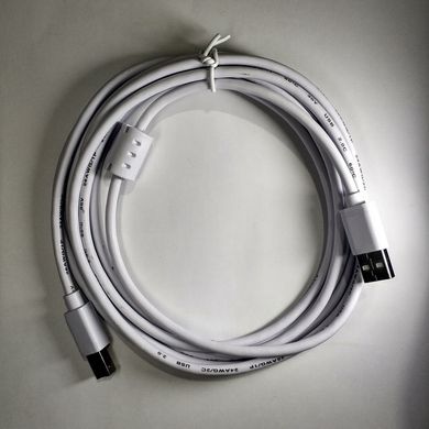 Кабель Atcom USB 2.0 AM/BM, 1 ferite, для принтера, 3m. білий (8099)