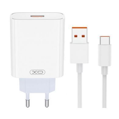 МЗП комплект XO L164 з кабелем Type-C, for Xiaomi (1xUSB, 6A, 120W) white