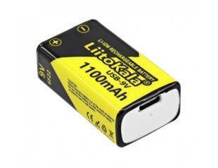 Акумулятор LiitoKala USB Type-C, 9V, 1100mAh (крона) Li-ion