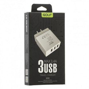 МЗП Golf GF-U3 (3xUSB, 3.4A) white