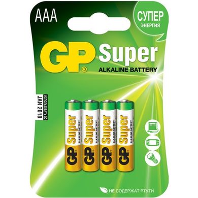 Батарейки GP 24A-U4 Alkaline LR03, ААA, 4шт блистер 40/320