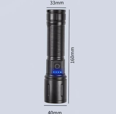 Ліхтар ручний PLD-606-PM10-TG, zoom, 1х18650/3xAAA, power bank, індикація заряду, ЗП Type-C