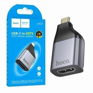 Перехідник HOCO UA33 Type-C to HDMI, metal grey