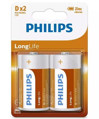 Батарейки Philips LongLife R20, D (2/20)