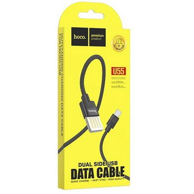 Кабель microUSB HOCO U55 Dual Side USB, 1.2m., 2.4A, тканина, black