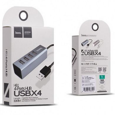 Концентратор USB-HUB Hoco HB1 Line Machine metal, 4xUSB, 0.8m.