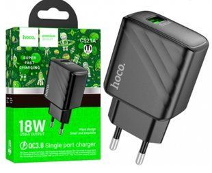 МЗП HOCO CS21A Rich single port (1xUSB, 18W QC3.0) Black