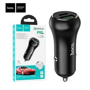 АЗП HOCO Z38 Resolute Car, (1xUSB, 1xType-C, QC/PD3.0, 3A, 38W) black