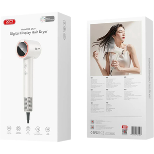 Фен XO CF29 Digital Display Intelligent Temperature Control (2 швидк., 4 реж., насадка, 1600W) white