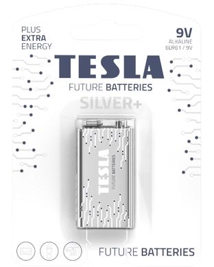 Батарейки Tesla Batteries Silver+ 6LR61, крона 9V (1/12) BL