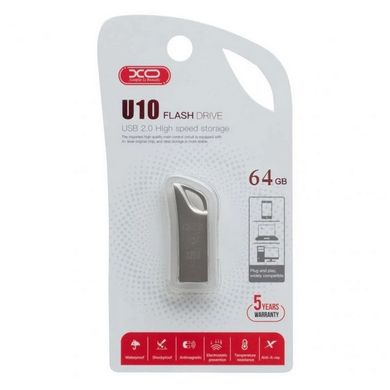 Накопичувач XO U10 64GB USB 2.0 metal (сірий)