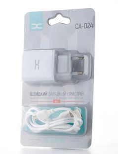 МЗП Комплект DC CA-D24 з кабелем microUSB (2xUSB, 2.4A) white