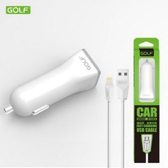 АЗП Golf GF-C1L + кабель Lightning (1xUSB, 1A) white