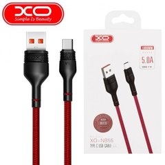 Кабель Type-C XO NB55 Huawei Fast Charge, тканина, 1m., 5A, red