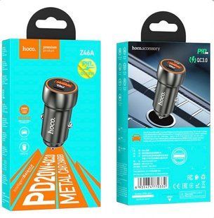АЗП HOCO Z46A (1xUSB, 1xType-C, PD/QC3.0, 3A, 30W) gray