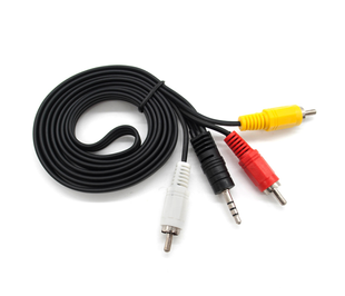 Кабель Jack3.5" (папа) - 3хRCA (папа), GOLD довжина Jack 13мм, круглий 3m., black (15781)