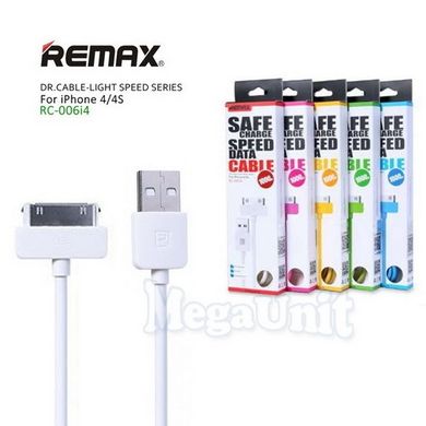 Кабель iPhone 4 Remax Light Speed RC-006i4, 1m., white (ORIGINAL)