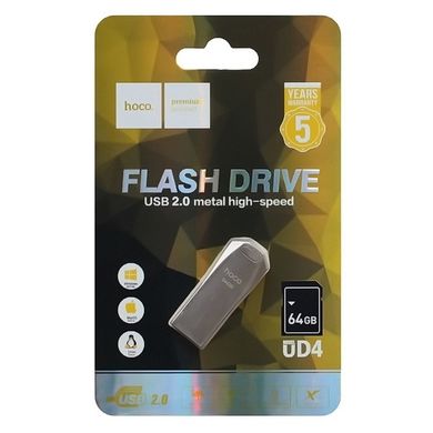 Накопичувач HOCO USB Flash Disk Intelligent high-speed flash drive UD4 64GB, silver