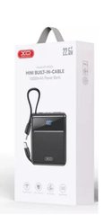 УМБ Power Bank XO PR224 з кабелем Type-C та Lightning (1xUSB QC22.5W, Type-C PD20W) 10000mAh, black