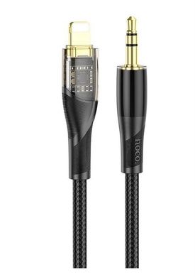Кабель AUX 3.5mm to Lightning HOCO UPA25 Transparent Digital audio conversion cable, 1m., black