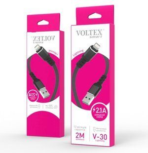 Кабель Lightning Voltex Long V30 S4, 2m., black