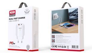МЗП XO L114 (1xUSB, 1xType-C, 3A, 20W, PD&QC3.0) white