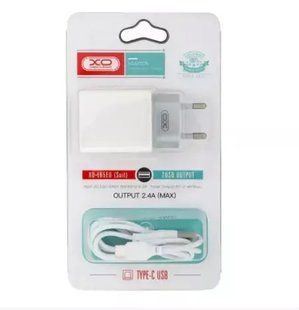 МЗП комплект XO L65 з кабелем Type-C (2xUSB, 2.4A) white