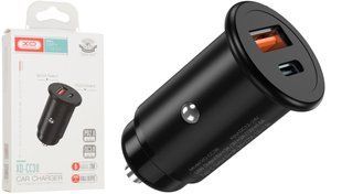 АЗП XO CC38 Aluminum (1xUSB, 1xType-c, QC&PD3.0, 3A, 20W) black