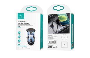 АЗП Usams C25/CC127 (QC/PD 3.0, 1xUSB, 1xType-C, 3A, 42.5W) Transparent Blue