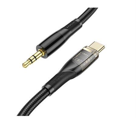 Кабель AUX 3.5mm to Type-C HOCO UPA25 Transparent Digital audio conversion cable, 1m., black