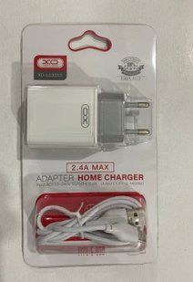 МЗП комплект XO L93 з кабелем Type-C (1xUSB, 2.4A, 12W) white