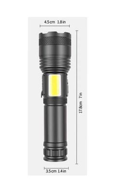 Ліхтар ручний PLD-P815 PM10-TG+COB (white+red), zoom, 1x18650, індикація заряду, ЗП Type-C