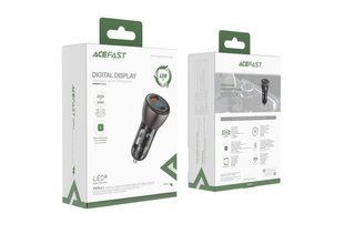 АЗП AceFast B6 Metal, LED Display (1xUSB, 1xType-C, 6A, 63W, QC/PD), black