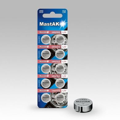 Батарейки для годинників MastAk AG 12 (301, LR43) 10 BL