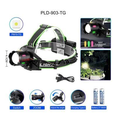 Ліхтар на голову PLD-903-TG Night Vision Fluorescence 1 режим, zoom, ЗП Type-C