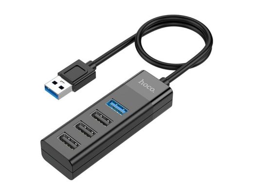 Концентратор USB-HUB Hoco HB25 Easy mix 4-in-1 converter (1xUSB 3.0 та 3xUSB 2.0) (black)