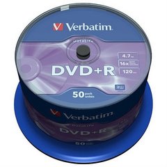 Диски VERBATIM DVD+R 4,7Gb 16x Data Life Tape Cake 50 pcs 43815