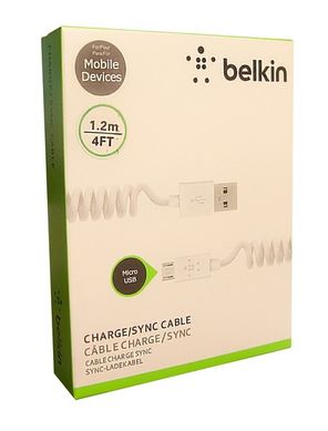 Кабель microUSB Belkin flex, 1.2m., 2.1A, white