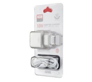 МЗП комплект XO L103 з кабелем Lightning (1xUSB, 3A, 18W, QC3.0) white