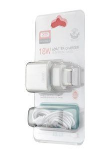 МЗП комплект XO L103 з кабелем microUSB (1xUSB, 3A, 18W, QC3.0) white