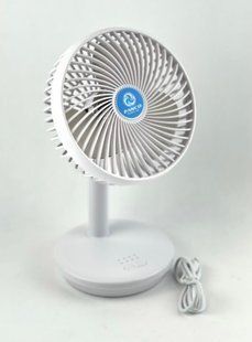 Вентилятор Fanco настільний, 2x18650, ЗП microUSB, white (FC-5883)