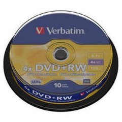 Диски VERBATIM DVD+RW 4,7Gb 4x Cake 10 pcs Silver 43488