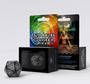 Кубик D20 Level Counter Black & white Die
