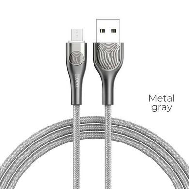 Кабель microUSB HOCO U59 Enlightenment + Light Touch, 1.2m., 2.4A, gray