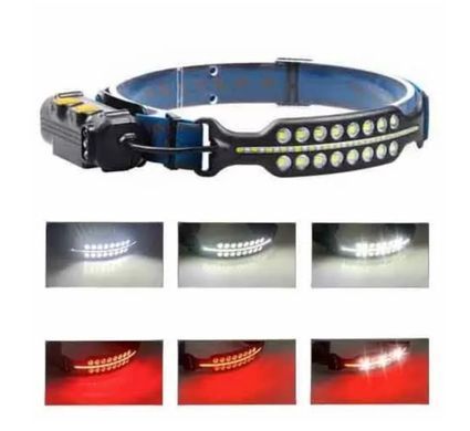 Ліхтар на голову W690-2SMD (white+red), 1x18650, детектор руху, вбудований акум., заряд від Type-C