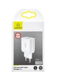 МЗП Usams US-CC090 (2xUSB, 2.1A) white